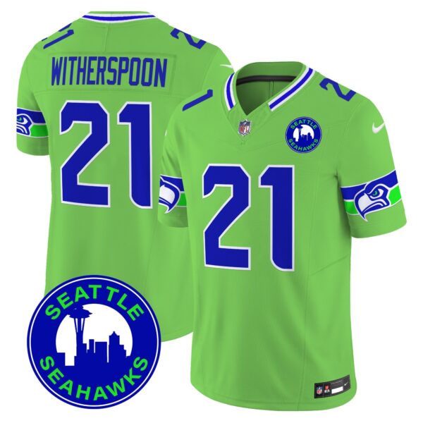 Seahawks 2024 Seattle City Patch Vapor Limited Jersey – All Stitched – Green – Devon Witherspoon Jersey