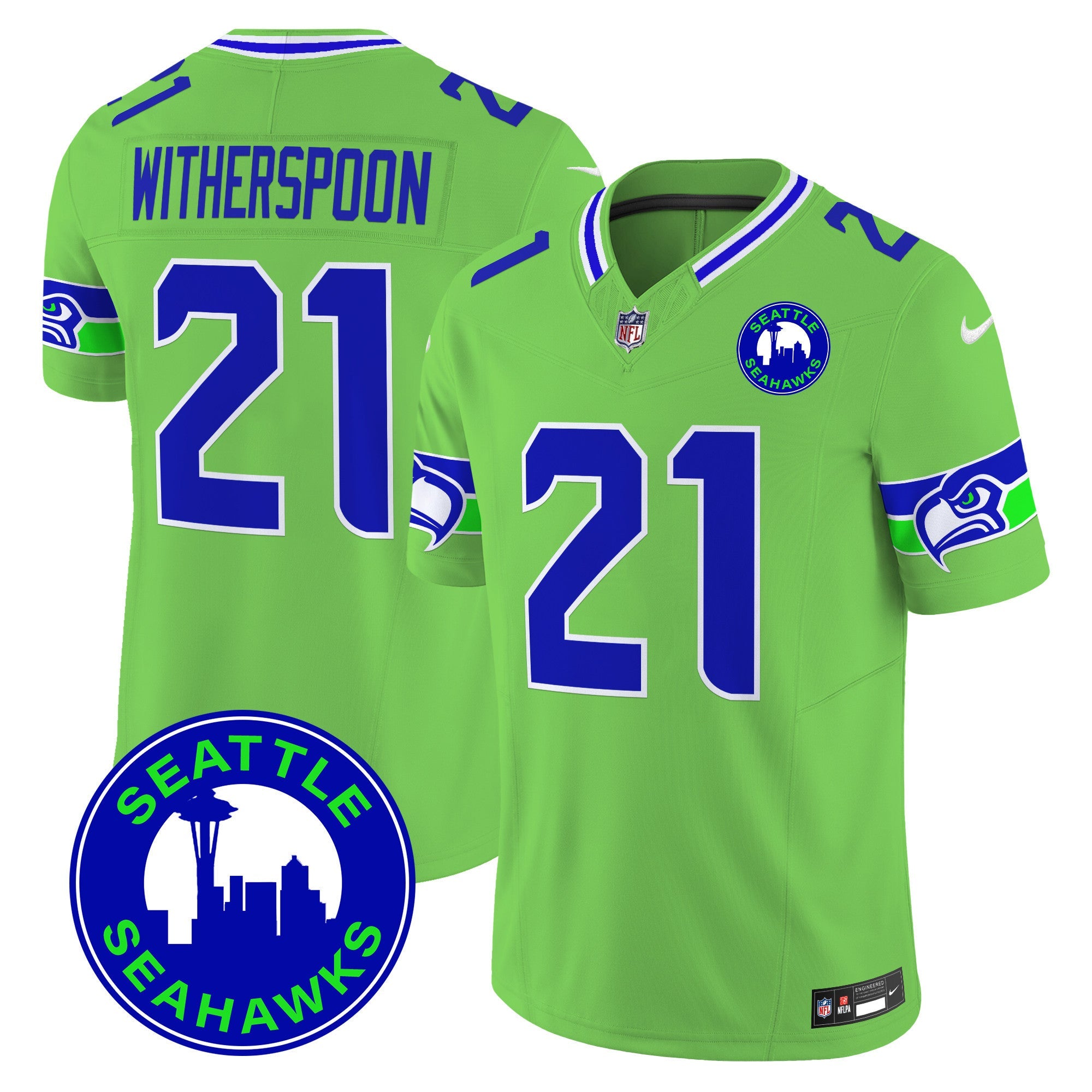 Seahawks 2024 Seattle City Patch Vapor Limited Jersey – All Stitched – Green – Devon Witherspoon Jersey