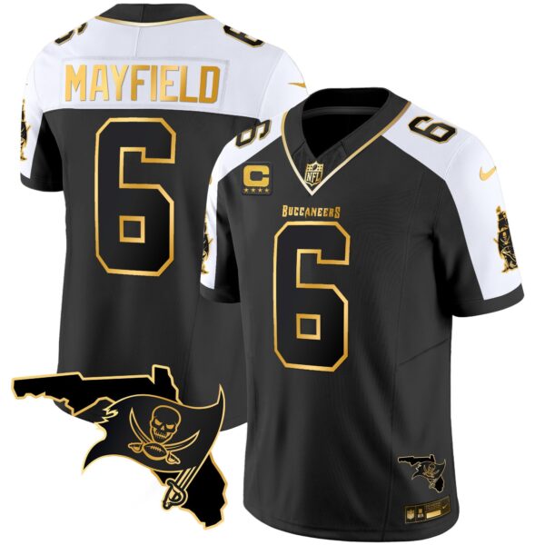 Buccaneers Florida Patch Vapor Gold Jersey – All Stitched – Alternate – Baker Mayfield Jersey