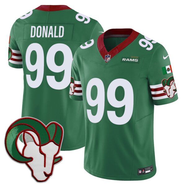 Rams Mexico Vapor Limited Jersey – All Stitched – Green – Aaron Donald Jersey
