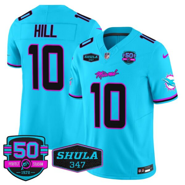 Dolphins Miami Vice Vapor Limited Jersey V4 – All Stitched – Aqua – Tyreek Hill Jersey