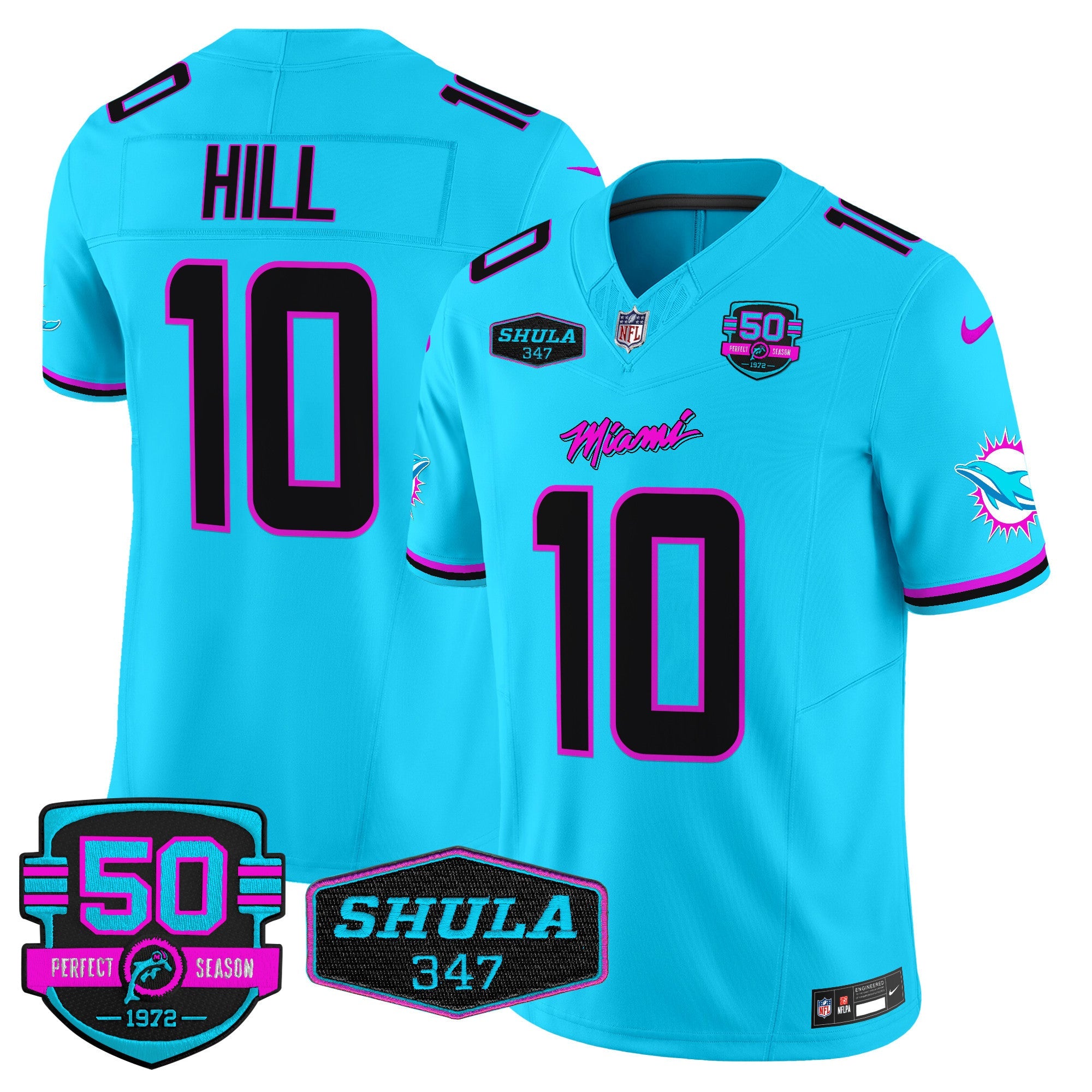 Dolphins Miami Vice Vapor Limited Jersey V4 – All Stitched – Aqua – Tyreek Hill Jersey