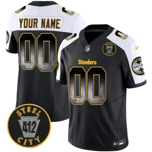 Steelers Arch Smoke 412 Patch Vapor Limited Custom Jersey – All Stitched – Alternate Jersey