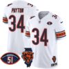 Bears Illinois & Dick Butkus Patch Vapor Limited Jersey – All Stitched – White – Walter Payton Jersey