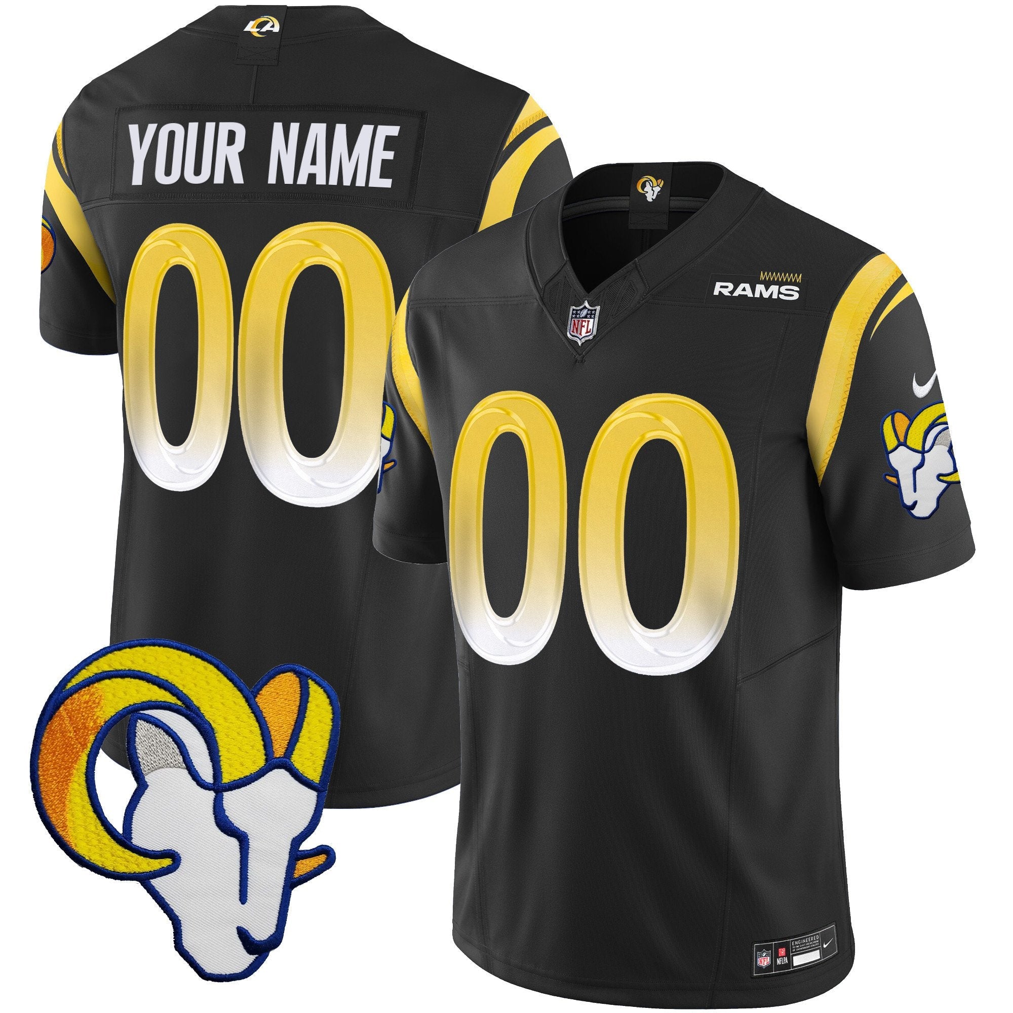 Rams Vapor Limited Custom Jersey V2 – All Stitched – Black Jersey