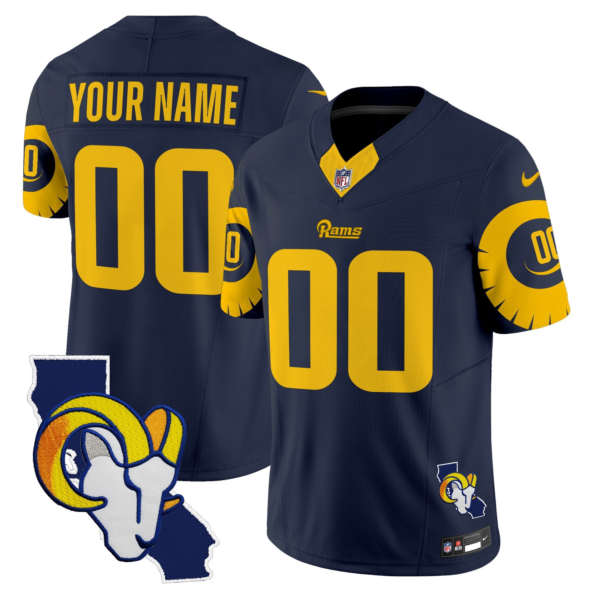 Rams Special Vapor Limited Custom Jersey V2 – All Stitched – Navy Jersey