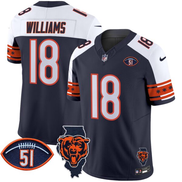 Bears Illinois & Dick Butkus Patch Vapor Limited Jersey – All Stitched – Alternate – Caleb Williams Jersey