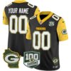 Packers 100th Season & Home Patch Cheese Vapor Limited Custom Jersey All Stitched – Black Jersey