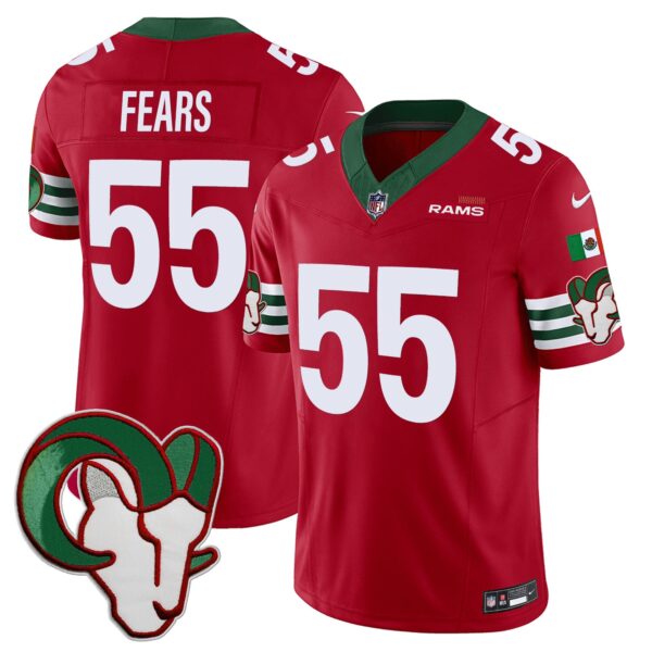 Rams Mexico Vapor Limited Jersey – All Stitched – Red – Tom Fears Jersey