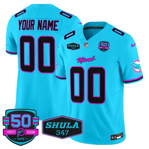 Dolphins Miami Vice Vapor Limited Custom Jersey V4 – All Stitched – Aqua Jersey