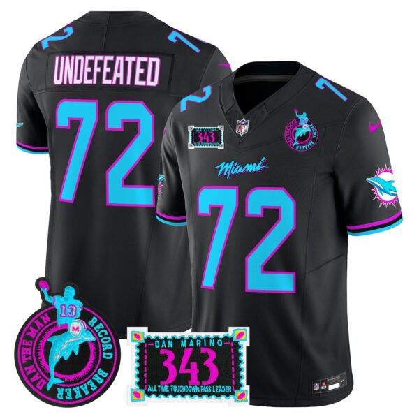 Dolphins Dan the Man Record Breaker Patch Vapor Limited Jersey – All Stitched – Black – Undefeated Jersey