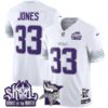 Minnesota Vikings 2024 Winter Warrior Skol Patch Vapor Limited Jersey V2 – All Stitched – White – Aaron Jones Jersey