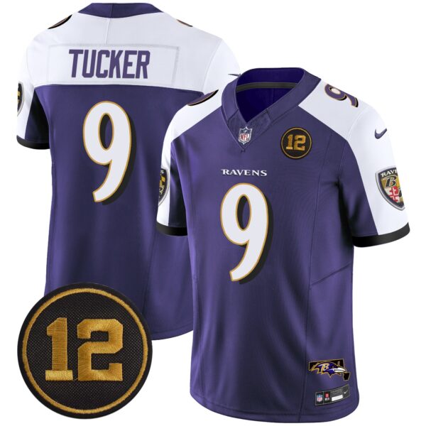 Ravens Jacoby Jones Patch Vapor Limited Jersey – All Stitched – Purple Alternate – Justin Tucker Jersey