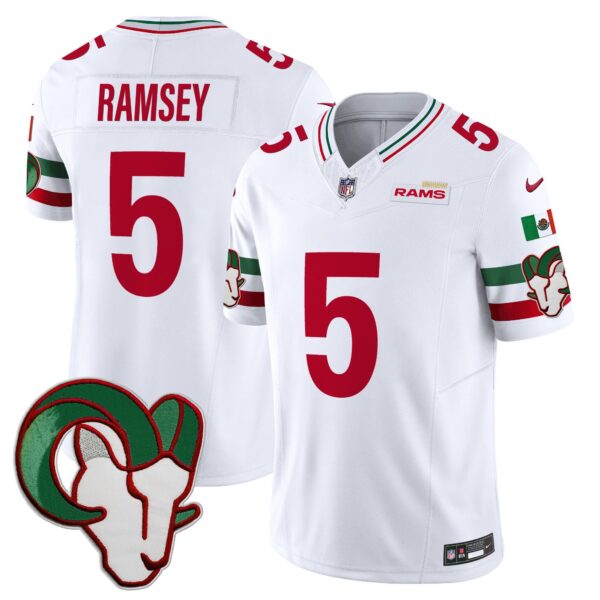 Rams Mexico Vapor Limited Jersey – All Stitched – White – Jalen Ramsey Jersey
