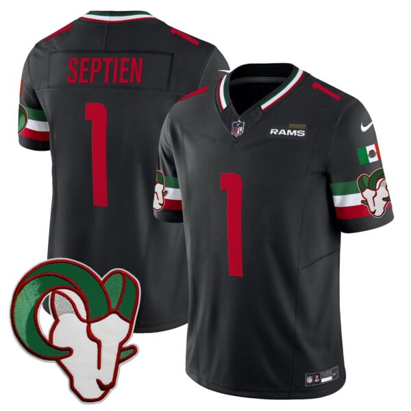 Rams Mexico Vapor Limited Jersey – All Stitched – Black – Rafael Septien Jersey