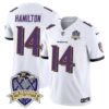 Ravens 20th Season Patch Vapor Limited Jersey – All Stitched – White – Kyle Hamilton Jersey