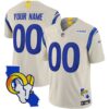 Rams California Patch Vapor Limited Custom Jersey – All Stitched – Bone Jersey