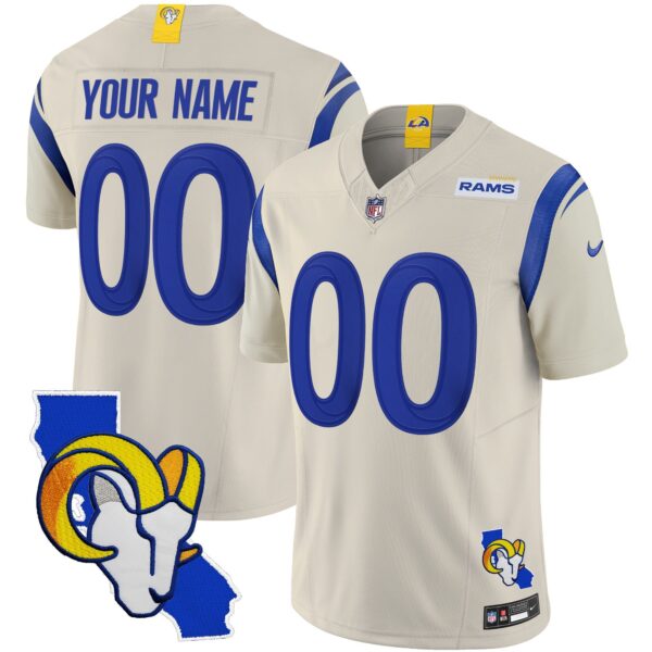 Rams California Patch Vapor Limited Custom Jersey – All Stitched – Bone Jersey