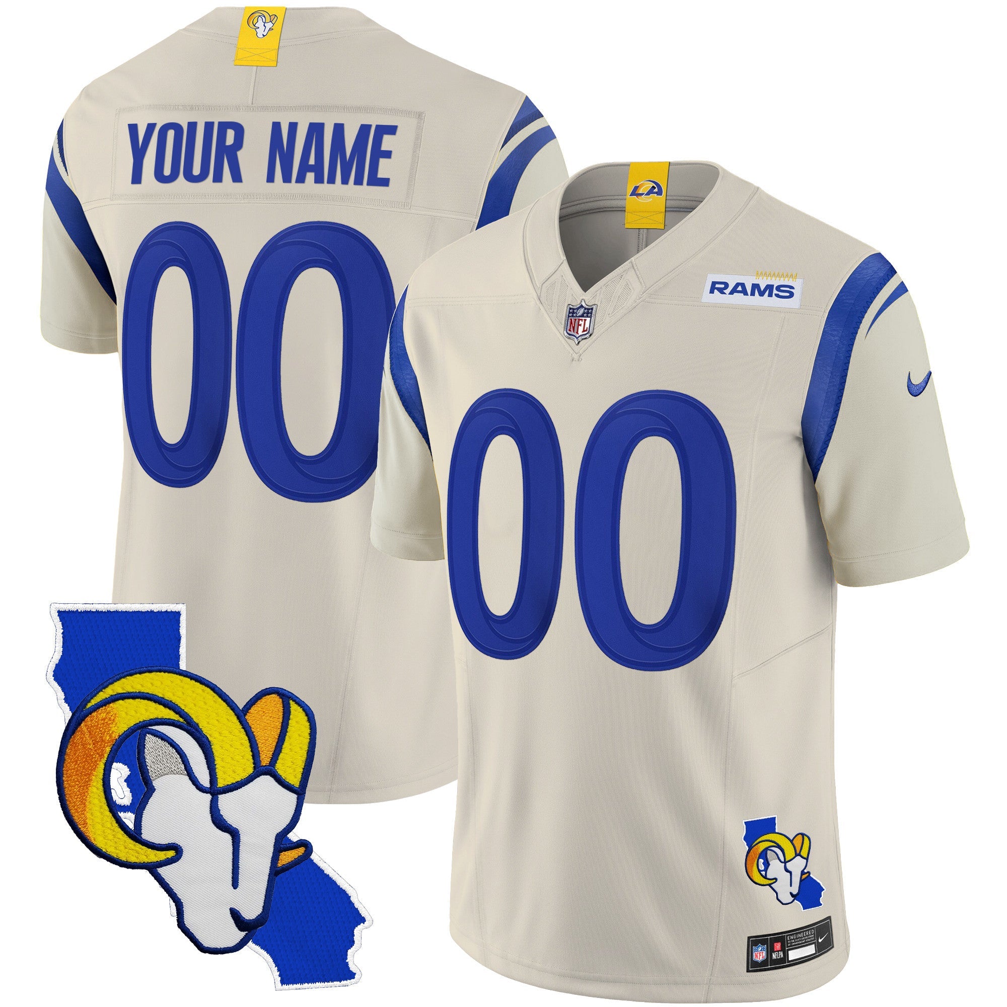 Rams California Patch Vapor Limited Custom Jersey – All Stitched – Bone Jersey