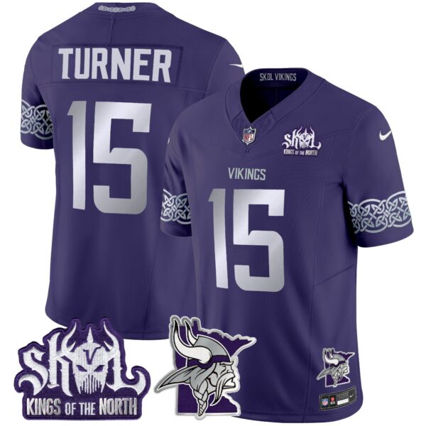 Minnesota Vikings 2024 Winter Warrior Skol Patch Vapor Limited Jersey V2 – All Stitched – Purple – Dallas Turner Jersey