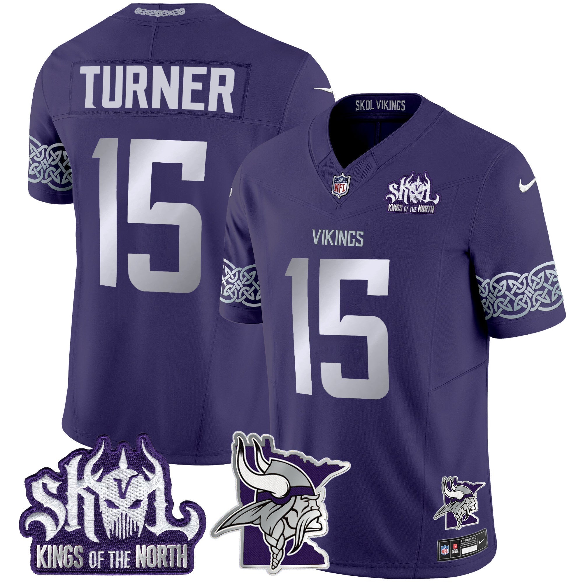Minnesota Vikings 2024 Winter Warrior Skol Patch Vapor Limited Jersey V2 – All Stitched – Purple – Dallas Turner Jersey