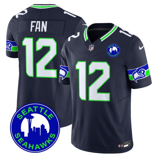 Seahawks 2024 Seattle City Patch Vapor Limited Jersey – All Stitched – Navy – 12Th Fan Jersey