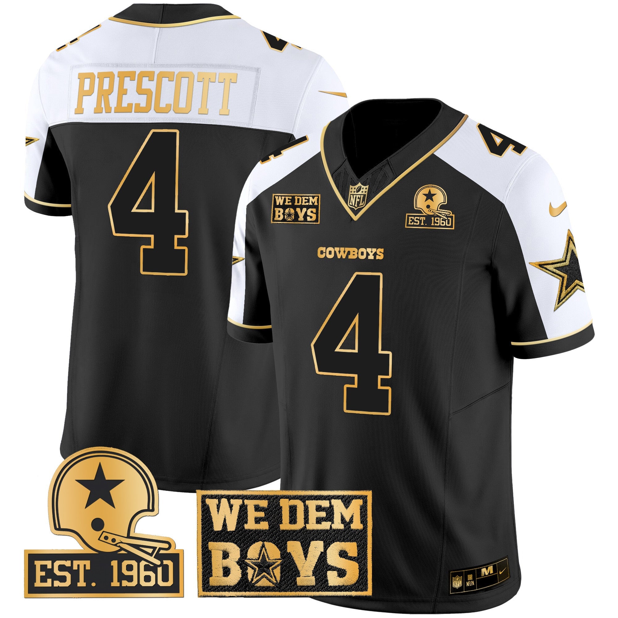Cowboys Est. 1960 & We Dem Boyz Patch Gold Vapor Limited Jersey – All Stitched – Alternate – Dak Prescott Jersey