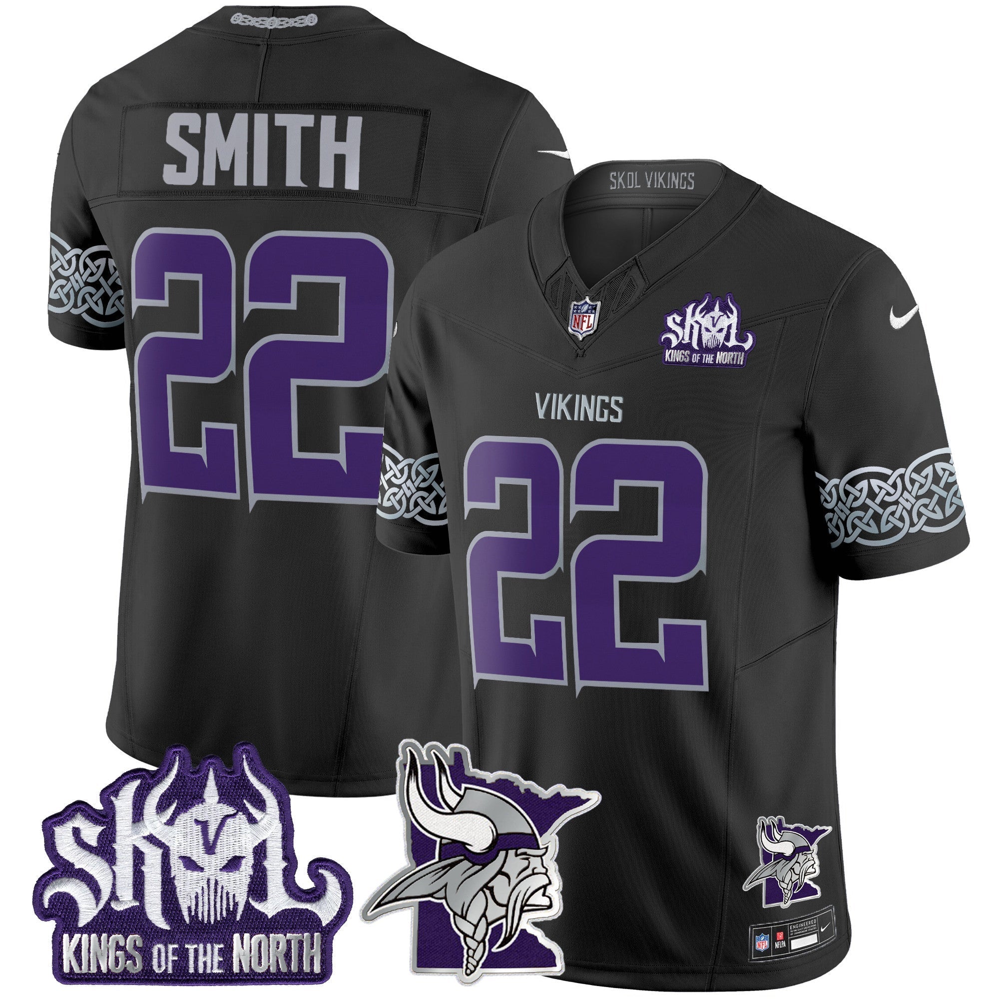 Minnesota Vikings 2024 Winter Warrior Skol Patch Vapor Limited Jersey V2 – All Stitched – Black – Harrison Smith Jersey