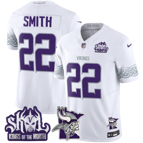 Minnesota Vikings 2024 Winter Warrior Skol Patch Vapor Limited Jersey V2 – All Stitched – White – Harrison Smith Jersey