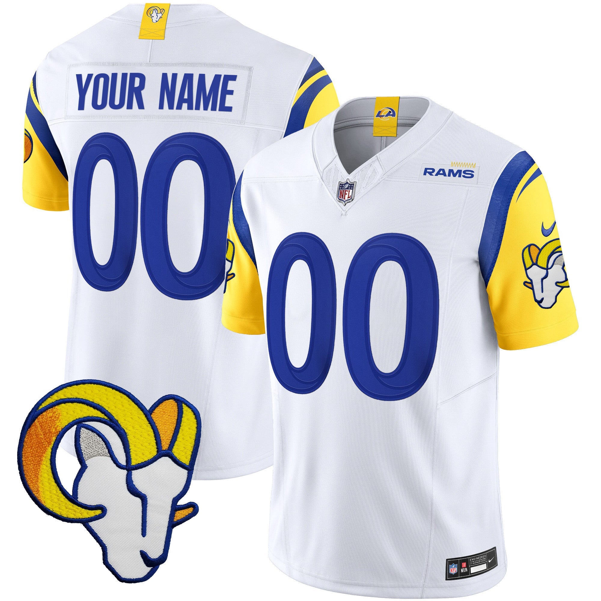 Rams Vapor Limited Custom Jersey V2 – All Stitched – White Jersey