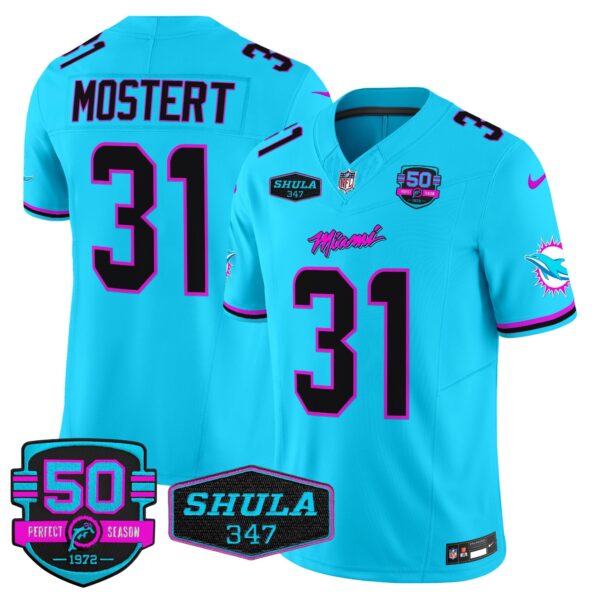 Dolphins Miami Vice Vapor Limited Jersey V4 – All Stitched – Aqua – Raheem Mostert Jersey