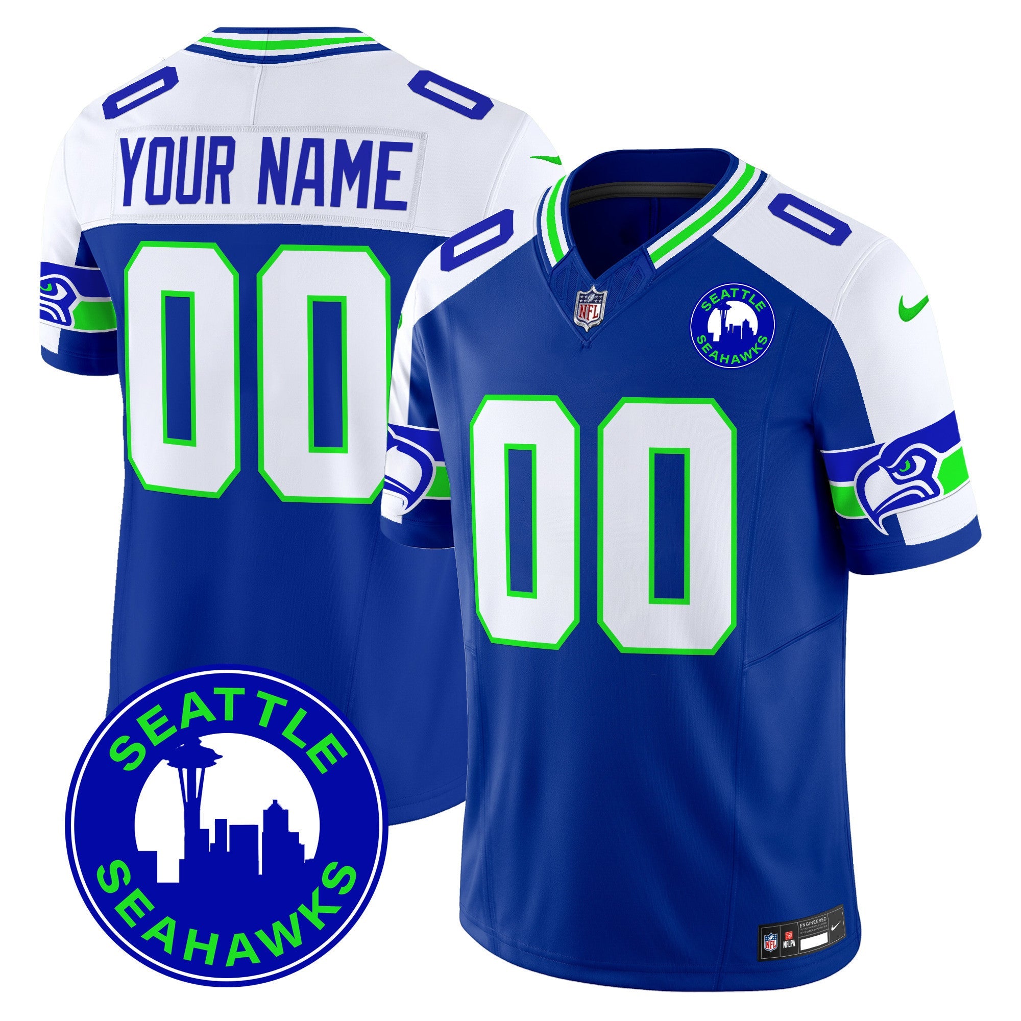 Seahawks 2024 Seattle City Patch Vapor Limited Custom Jersey – All Stitched – Royal Alternate Jersey