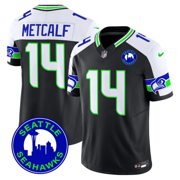 Seahawks 2024 Seattle City Patch Vapor Limited Jersey – All Stitched – Black Alternate – DK Metcalf Jersey