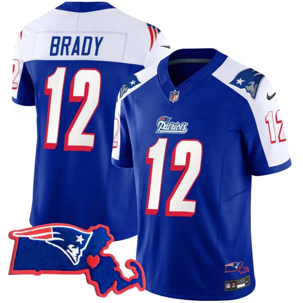 Patriots Massachusetts Patch Vapor Jersey – All Stitched – 1996 Alternate – Tom Brady Jersey