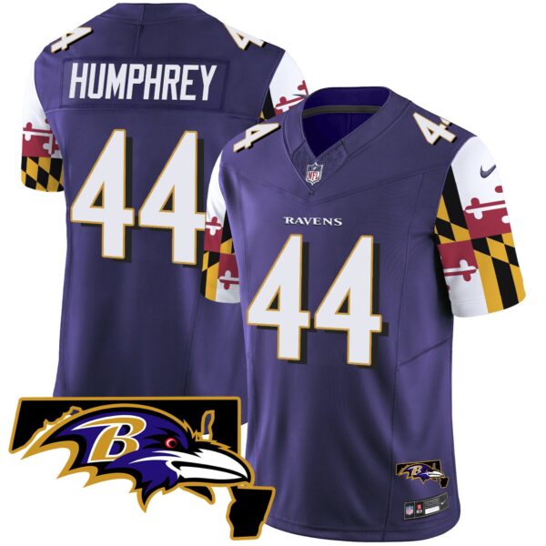 Ravens Maryland Flag Vapor Limited Jersey V2 – All Stitched – Purple – Marlon Humphrey Jersey