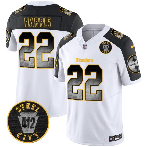 Steelers Arch Smoke 412 Patch Vapor Limited Jersey – All Stitched – Inverted – Najee Harris Jersey
