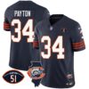 Bears Throwback Illinois Patch Vapor Jersey – All Stitched – Navy – Walter Payton Jersey