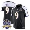 Ravens 20th Season Patch Vapor Limited Jersey – All Stitched – Black Alternate – Justin Tucker Jersey