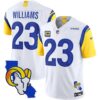 Rams California Patch Vapor Limited Jersey – All Stitched – White – Kyren Williams Jersey