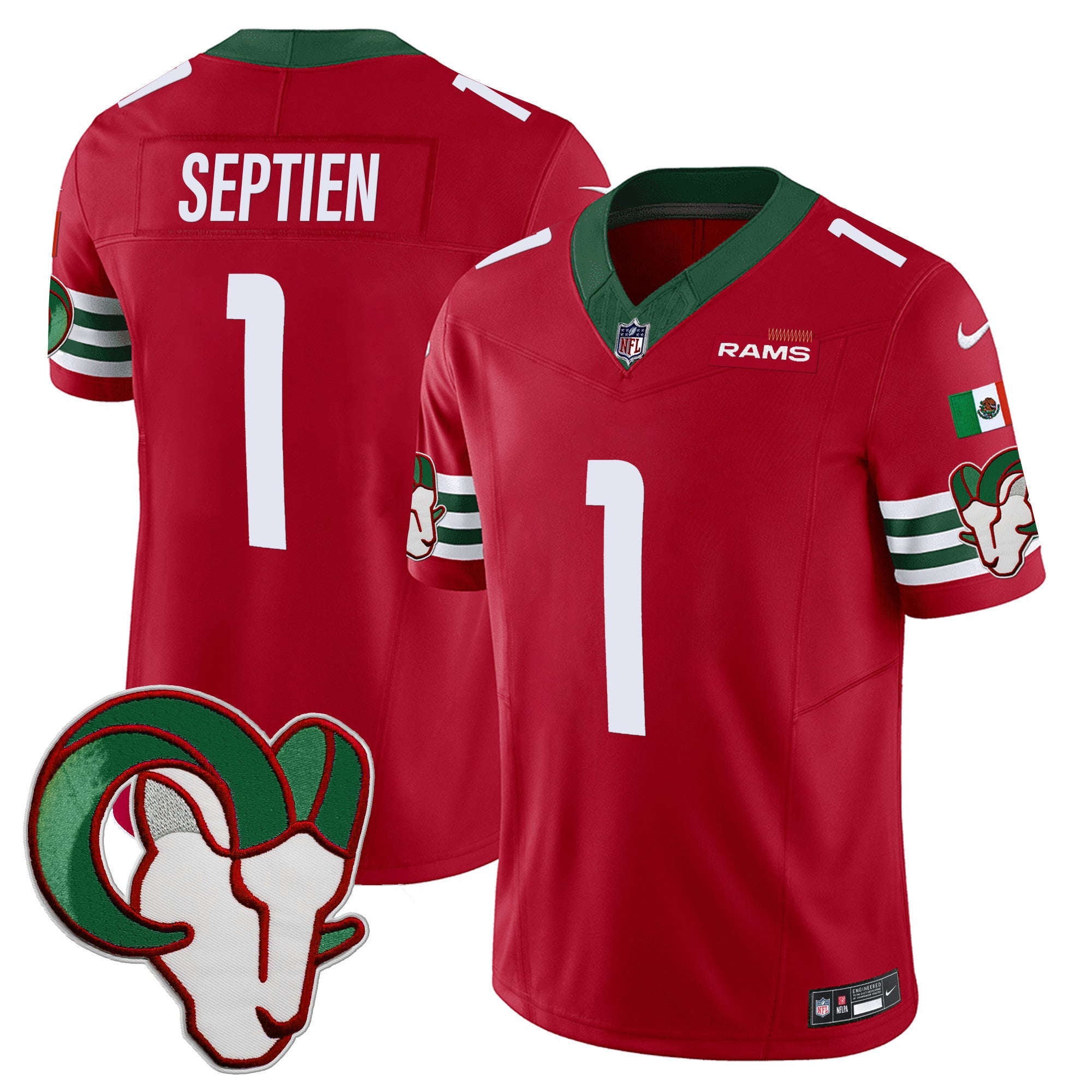 Rams Mexico Vapor Limited Jersey – All Stitched – Red – Rafael Septien Jersey