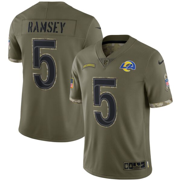Los Angeles Rams Super Bowl LVI Black Gold Jersey – All Stitched – Salute To Service – Jalen Ramsey Jersey