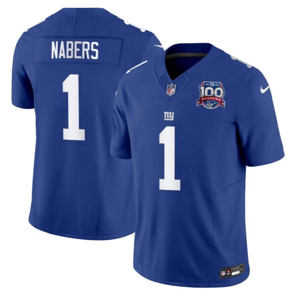 Malik Nabers #1 New York Giants Royal Jersey – All Stitched – Malik Nabers Jersey