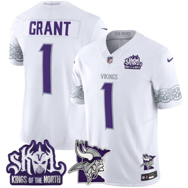 Minnesota Vikings 2024 Winter Warrior Skol Patch Vapor Limited Jersey V2 – All Stitched – White – Bud Grant Jersey