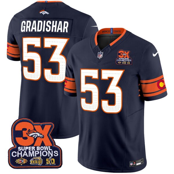 Denver Broncos 3x Patch Colorado Flag Vapor Limited Jersey – All Stitched – Navy – Randy Gradishar Jersey
