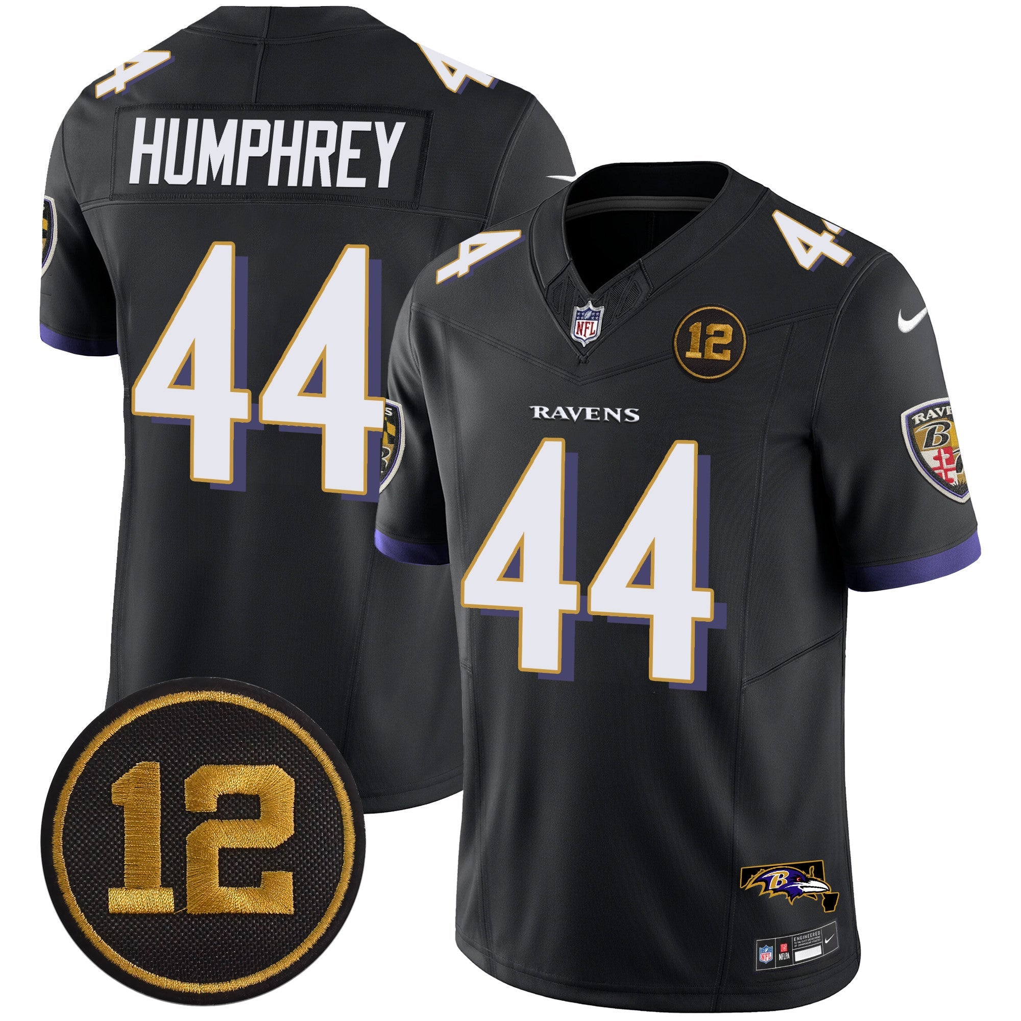 Ravens Jacoby Jones Patch Vapor Limited Jersey – All Stitched – Black – Marlon Humphrey Jersey