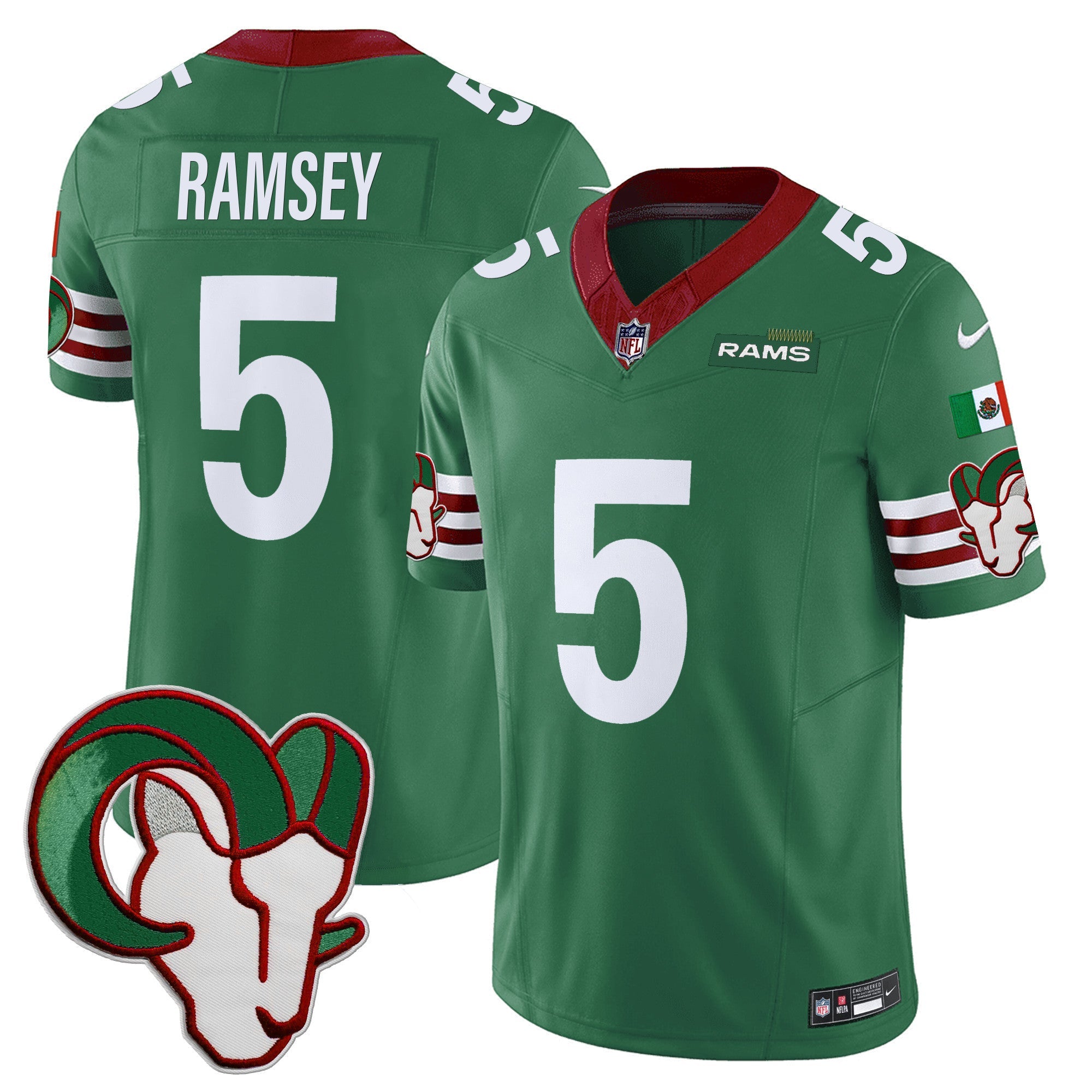 Rams Mexico Vapor Limited Jersey – All Stitched – Green – Jalen Ramsey Jersey