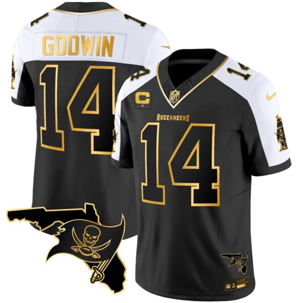 Buccaneers Florida Patch Vapor Gold Jersey – All Stitched – Alternate – Chris Godwin Jersey