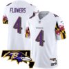 Ravens Maryland Flag Vapor Limited Jersey V2 – All Stitched – White – Zay Flowers Jersey
