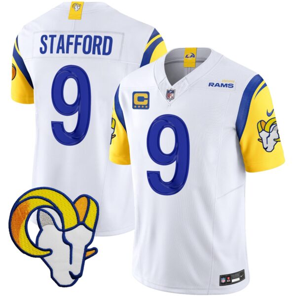 Rams Vapor Limited Jersey V2 – All Stitched – White – Matthew Stafford Jersey