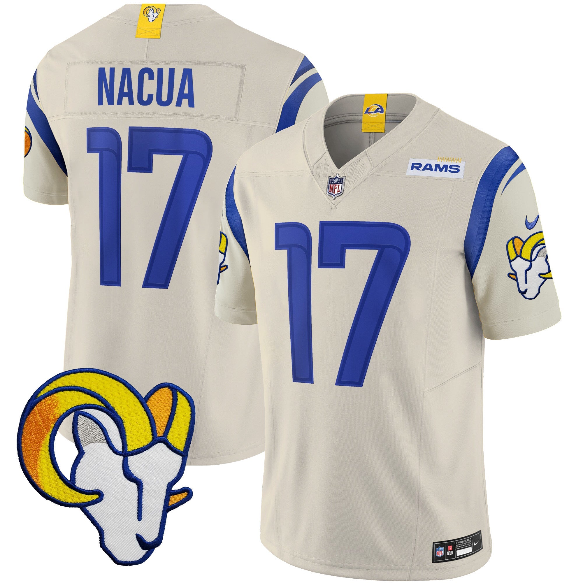 Rams Vapor Limited Jersey V2 – All Stitched – Bone – Puka Nacua Jersey